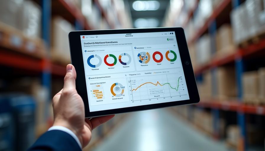 Close up of a tablet displaying complex supply chain data visualizations